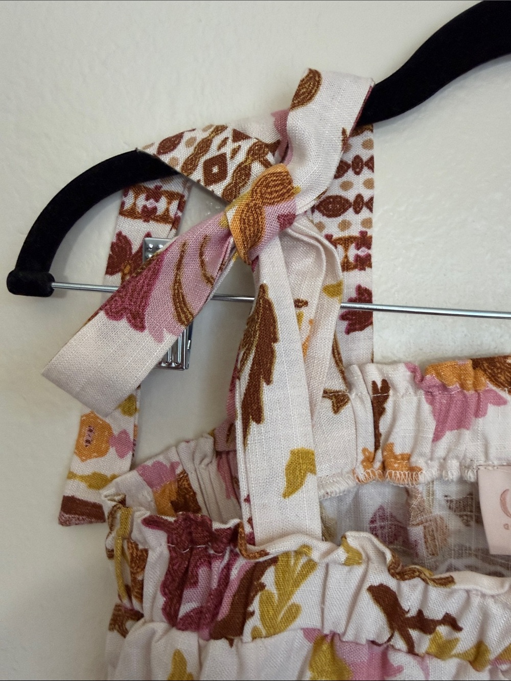 GLG Floral Linen Blend Bohocoastal Pink and Mustard Women’s S 2 Piece Pant Set - Picture 3 of 9
